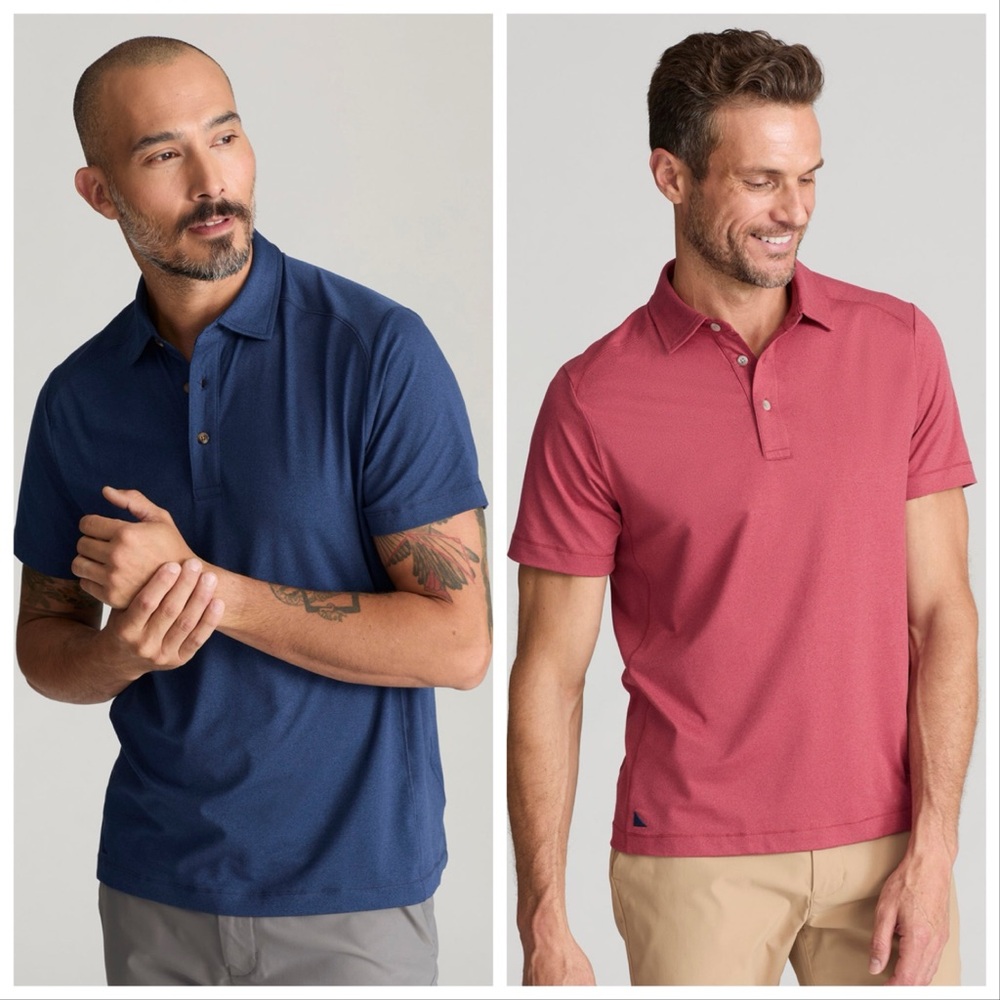 Untuckit Bundle Men’s Performance Polo Red & Navy Short Sleeve Collared Shirt